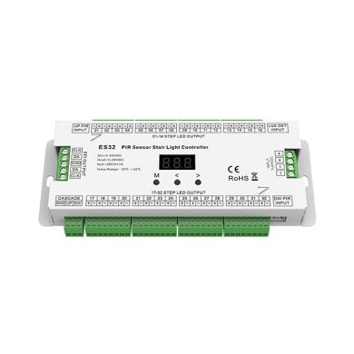 Controlador de luz de escalera con sensor PIR, 32 canales, 1A/canal