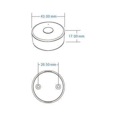 Comando regulador RF redondo para fitas LED 1 cor, botão touch, com iman (pilha CR2032)