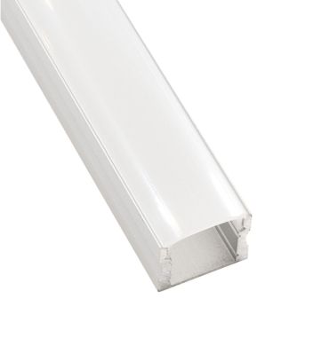 Calha sem abas para fita LED branca com difusor opalino L.17,6x Alt.14,47mm