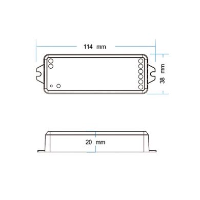 Controlador Wifi e RF 2 canais 5A/canal para fitas LED monocor 12/24Vdc