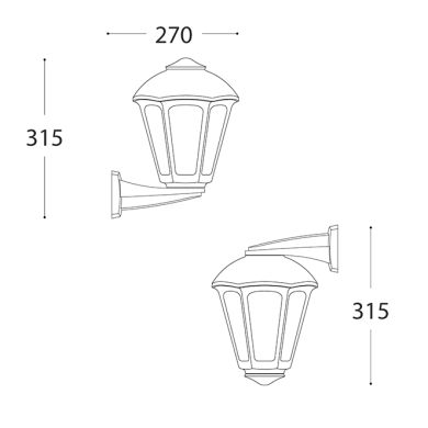 Aplique GIAMPY 1xE27 IP55 L.21xAn.27xAl.31,5cm resina negra