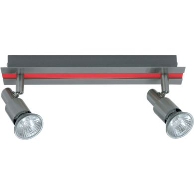 Wall Lamp GABRIEL 2xGU10 L.30xW.6xH.11cm Red/Satin Nickel