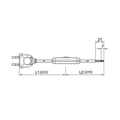 Cord-set with 1,5m white cable 2x0,75mm², white EU 2P non-rewirable plug and hand dimmer switch