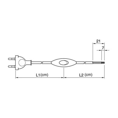 Cord-set with 2,0m white cable 2x0,75mm², white EU 2P non-rewirable plug and hand switch