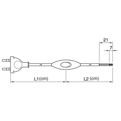 Cord-set with 2,0m black cable 2x0,75mm², black EU 2P non-rewirable plug and hand switch