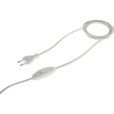 Extensão eléctrica 2,5m (100*150) fio 2x0,75mm² branco, ficha EU 2P e interruptor de mão brancos