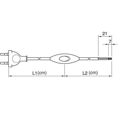 Extensão eléctrica 2,0m (120*80) fio 2x0,75mm² branco, ficha EU 2P e interruptor de mão brancos