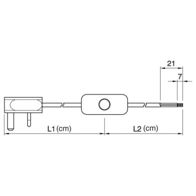 Extensão eléctrica 1,5m (100*50) fio 2x0,75mm² preto, ficha Inglesa (UK) e interruptor de mão pret