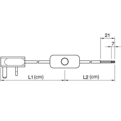 Extensão eléctrica 2,0m (120*80) fio 2x0,75mm² preto,ficha Inglesa (UK) e interruptor de mão pretos