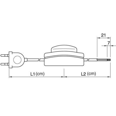 Extensão eléctrica 3,0m fio 2x0,75mm² transparente, ficha EU 2P e interruptor de pé transparentes