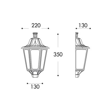 Aplique IESSE 1xE27 IP55 L.22xAn.13xAl.35cm resina negra