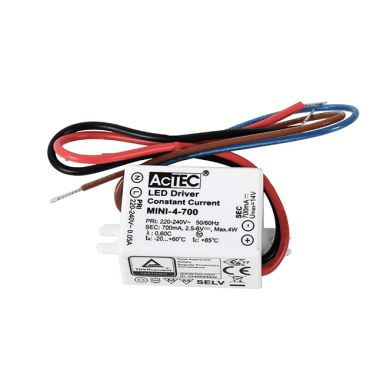 Transformador de corrente constante AC/DC 700mA (Driver) 4W IP20, em plástico