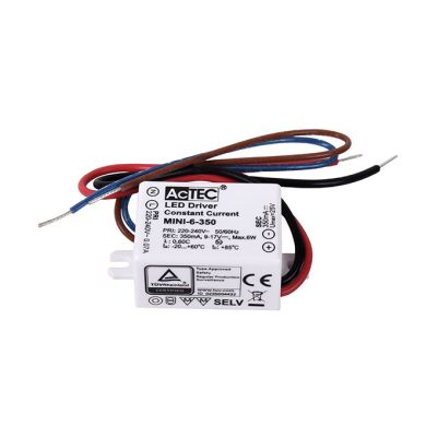 Constant current led driver AC/DC 350mA 6W IP20, in plastic