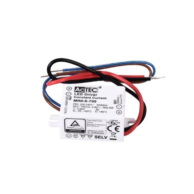 Transformador de corrente constante AC/DC 700mA (Driver) 6W IP20, em plástico