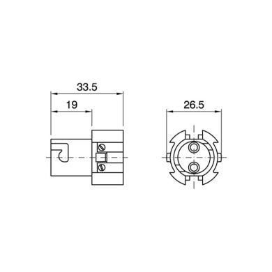 White insert for B15 lampholder, in thermoplastic resin