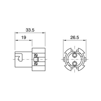 Black insert for B15 lampholder, in thermoplastic resin