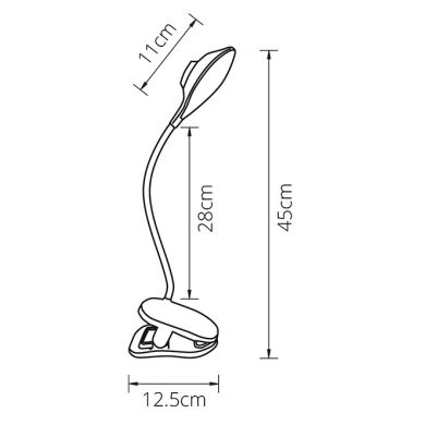 Flexo serie KLIP 5W LED 3000-4000-6500K con pinza en blanco.