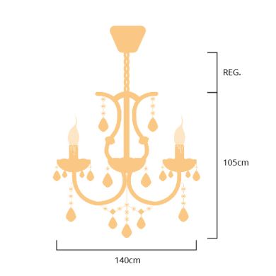 Candeeiro de tecto M.TERESA 45xE14 dourado (armação com cristais)
