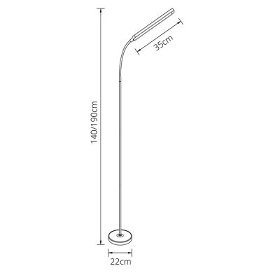 Lámpara de Pie OFFICE 8W LED 3000-4000-6000K A.174xD.21cm negro