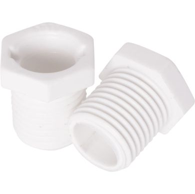 Tubo Pasacable s con cabeza hexagonal y rosca M10x1 de 10 mm, en resina termoplástica blanca