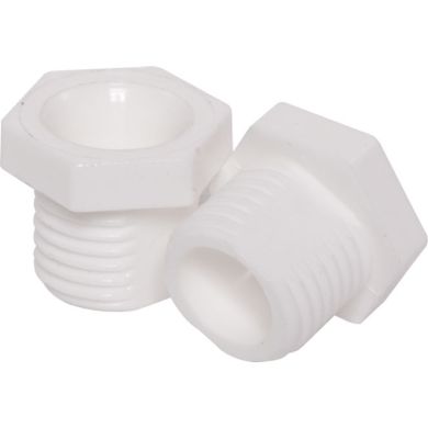 Tubo Pasacable s con cabeza hexagonal y rosca M10x1 de 8mm, en resina termoplástica blanca