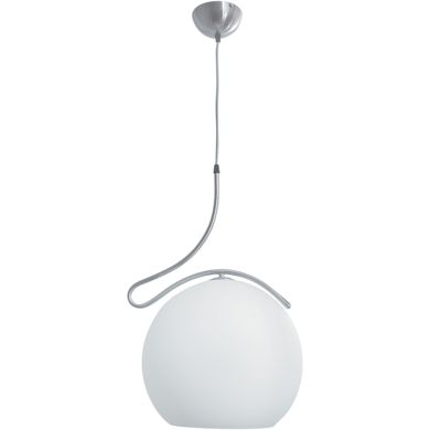 Pendant Light GLOBAL large 1xE27 H.Reg.xD.35cm Satin Nickel/White