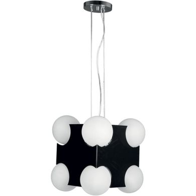 Suspensão CUBO médio 8xE27 C.38xL.38xAlt.Reg.cm Preto