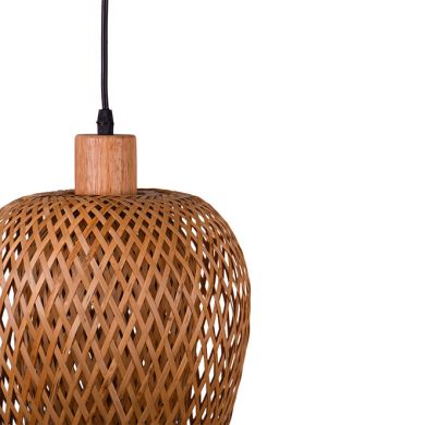 Pendant light FILIPINAS D.19cm 1xE27 in wood and straw