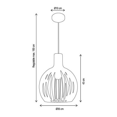 Pendant light SUMATRA D.35cm 1xE27 in wood