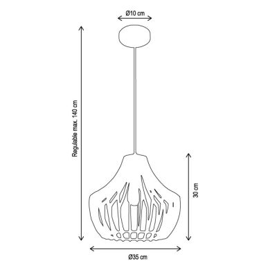 Pendant light BALI D.35cm 1xE27 in wood