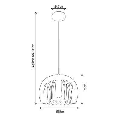 Pendant light GANGES D.35cm 1xE27 in wood