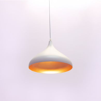 Suspensão BONN 1xE27 Alt.Reg.xD.30cm Branco/Dourado