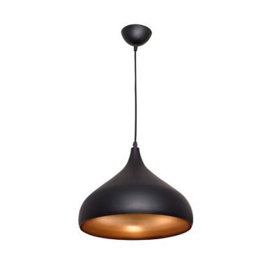 Pendant Light BONN 1xE27 H.Reg.xD.30cm Black/Gold