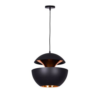 Suspensão MUNICH D.35cm 1xE27 em metal preto com interior em dourado