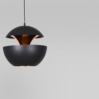 Suspensão MUNICH D.35cm 1xE27 em metal preto com interior em dourado