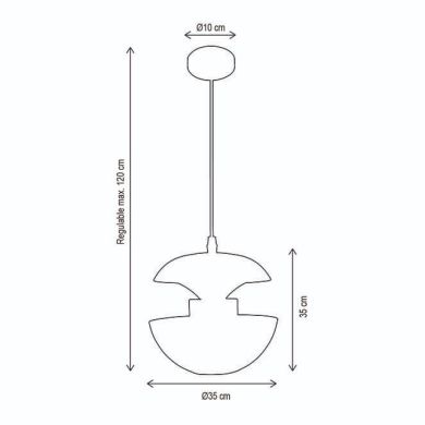 Suspensão MUNICH D.35cm 1xE27 em metal preto com interior em dourado