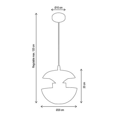 Suspensão MUNICH D.20cm 1xE27 em metal preto com interior em dourado