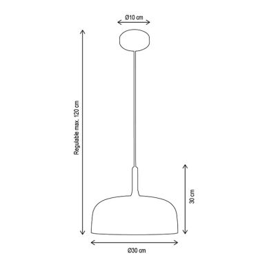 Suspensão HALLE D.30cm 1xE27 em metal preto com interior em dourado