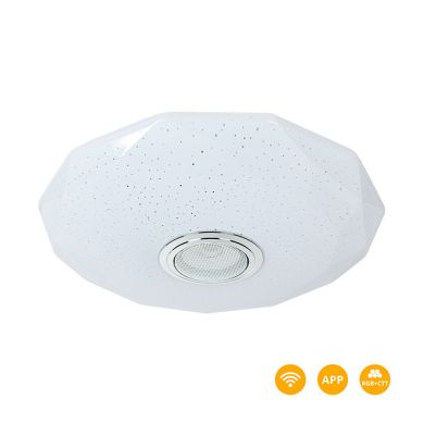 Plafond TRITON D.33cm 18W LED LED regulável, RGB e 3000-4000-6000K, APP e coluna de som Branco