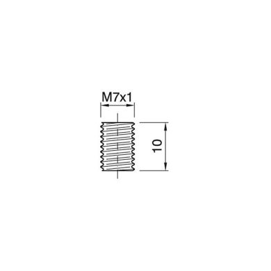 M7x1 grub screw with flat slot for cord grip and ceiling-roses, in gold thermoplastic resin, H.10mm