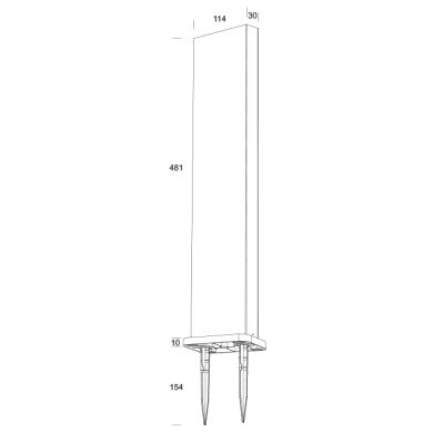 Pillar column for ARDENA solar wall light L.11.4xW.5.6xH.51.3/64.4cm black