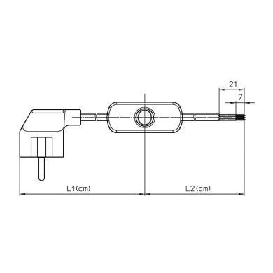 Cord-set with 2,0m white cable 3x0,75mm² with white Schuko 2P+T plug and hand switch