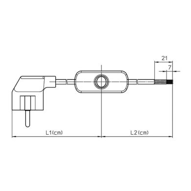 Extensão eléctrica 2,0m fio 3x0,75mm² dourado, ficha Schuko 2P+T e interruptor de mão dourados