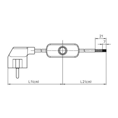 Cord-set with 2,0m transparent cable 3x0,75mm² with transparent Schuko 2P+T plug and hand switch