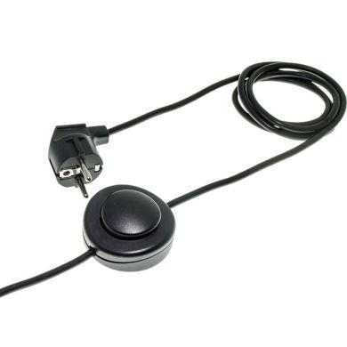 Cord-set with 3,5m black cable 3x0,75mm² with black Schuko 2P+T plug and footer switch