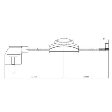 Extensão eléctrica 4,0m (150*250) fio 3x0,75mm² preto, ficha Schuko 2P+T e interruptor de pé preto