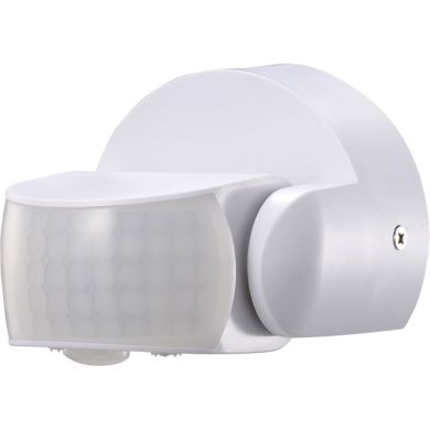 Sensor de movimiento IR blanco IP65, c/ángulo de cobertura 180º/360º, en PC c/ protección UV