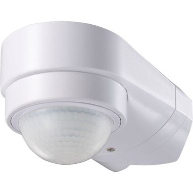 Sensor de movimiento IR blanco IP65, c/ángulo de cobertura 240º, en PC c/ protección UV