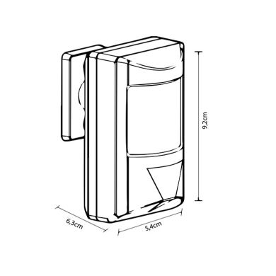 White infrared (IR) movement sensor IP44, detection angle of 180º, in PC with UV protection