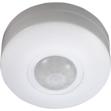 Sensor de movimiento IR blanco IP20, c/ángulo de cobertura 360º (1xdetector), en PC c/ protección UV